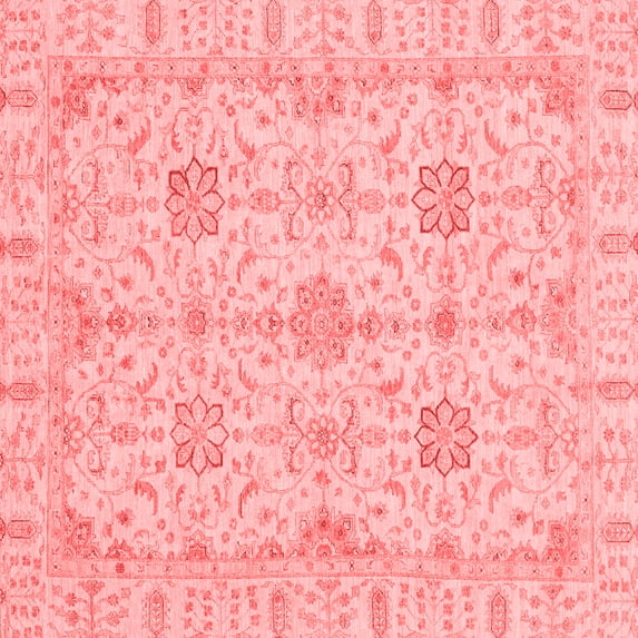 Ahgly Company Machine Washable Indoor Square Oriental Red Traditional Area Rugs, 6' Square