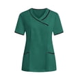 thumbnail image 3 of YOIAVAIOY Green Short Sleeve Scrubs for Women V Neck Scrub Tops Nursing Uniform Modern Classic Fit Stretchy Workwear with Pocket M, 3 of 9