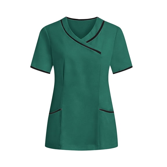 Enjoytime Womens Tops V-Neck Breathable Nurses Tunic Clinic Carer Protective Soft Uniform Plus Size Shirts with Pockets Green XXL