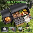 thumbnail image 3 of Vebreda 44" Charcoal Grill with Offset Smoker, BBQ Barrel Grill with Side Firebox for Outdoor Backyard Patio Cooking, Black, 3 of 9