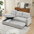 thumbnail image 2 of Convertible Sectional Sleeper Sofa Couch,Pull Out Sofa Bed,78" Tufted Chenille L Shaped Couch with Reversible Storage Chaise&USB/Type C Charge Port for Living Room,Office,Apartment,LIGHT GREY, 2 of 7