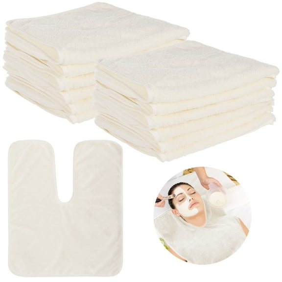 12Pcs U-Shaped Facial Towels Split Design, Soft Esthetician Towel, Facial Stem Massage Cleansing Towel, Coral Fleece Face Cloth for Beauty Salons, Skin Care, SPA Centers