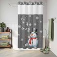 thumbnail image 6 of No Hook Shower Curtain with Built-in Rings - Gray White Christmas Snowman Washable Waterproof Fabric Bathroom Curtains for Hotel,Rentals, Stall 36 X 72 Inch , Let It Snowflake Winter, 6 of 9