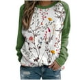 thumbnail image 2 of UVEASISHA Chandails en Molleton Floraux pour Femmes, Col Rond Décontracté, Manches Longues, Chandail Imprimé Floral, Coupe Ample, Mode Automne 2025, Soldes, Vert, P, 2 of 4