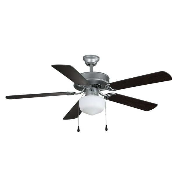 Mainstays 52 inch Downrod Ceiling Fan with Light Kit, Satin Nickel, 5