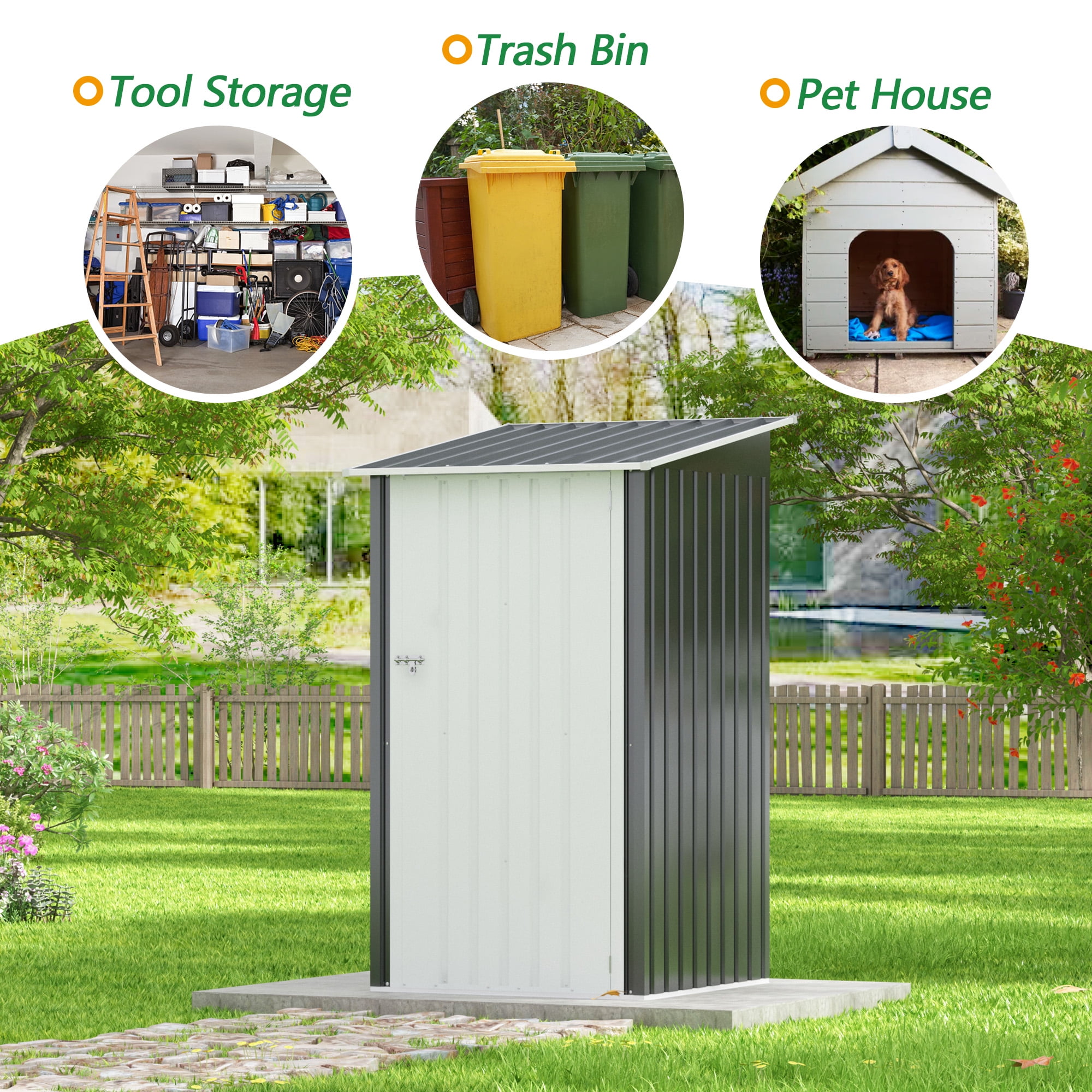 Jaxpety 3x3 ft. Outdoor Storage Shed, Metal Garden Shed with Lockable Door for Backyard, Patio, Lawn