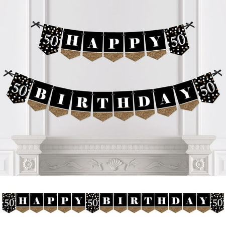 Adult 50th  Birthday  Gold Birthday  Party  Bunting Banner 