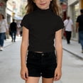 thumbnail image 2 of Kcolen Girl's Cap Sleeve Shirts Soft Turtle Neck T-Shirts Basic Casual Tunic Tops Solid Cute Stretchy Summer Tees, 2 of 5