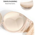 thumbnail image 6 of YANDW Women's Strapless Push Up Bra with Clear Straps Multiway Thick Padded Underwire Bras, Beige 36B, 6 of 6