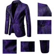 thumbnail image 5 of Genuiskids Men's Business Blazer Dark Patterned Palace Style Western Body Fitting Formal One Button Suit Coat Jacket for Party Wedding Banquet Prom Cocktail, 5 of 8