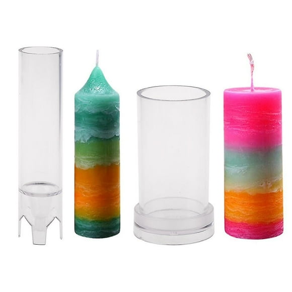 2 Pcs Candle Making Plastic Pillar Mold For Diy Candle Resin Home Decoration