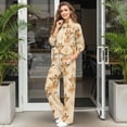 thumbnail image 2 of Renewold 2 Piece Lounge Sets for Women Workout Pants with Pockets High Neck Sweatshirts Set Animal Pattern Trendy Track Suit Airport Outfits Women's Activewear, Giraffe Floral Print, L, 2 of 7