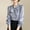 Blue, variant on QUNYINEY Women’s Blouses Puff Long Sleeve Satin Dressy Solid Tops Loose Tie Neck Pullover Business Shirts