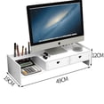 thumbnail image 1 of Adjustable Height Monitor Riser with Dual Drawer Storage - Sturdy Plastic Desktop Organizer Stand for Office/Home, Easy Assembly, Space-Saving Design for Computer Screens, Ideal for Clutter-Free, 1 of 4
