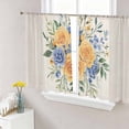 thumbnail image 4 of Sheer Curtains 54 Inches Long 2 Panels, Watercolor Rose Flower Green Leaves Rod Pocket Curtain Voile Draperies, Bloom Floral Vintage Linen Light Filtering Window Treatment for Living Room, 4 of 8