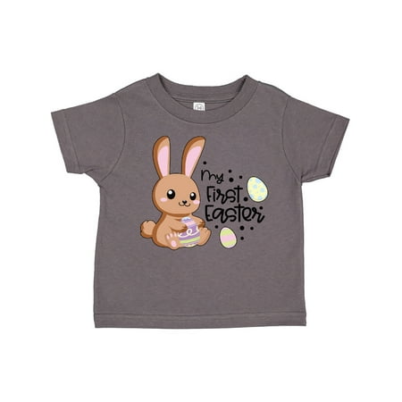 

Inktastic My 1st Easter with Brown Bunny and Easter Eggs Gift Toddler Boy or Toddler Girl T-Shirt