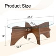 thumbnail image 4 of Noble House 41.3" Oval Glass Coffee Table,Fan-Shaped Bracket & Storage Layer,Walnut, 4 of 10