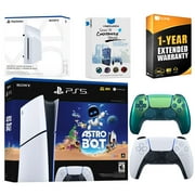 Sony PlayStation 5 Astro Bot Slim Digital Bundle with Disc Drive, Extra Controller, MightySkins Voucher and 1 Year Extended Warranty - Chroma Teal