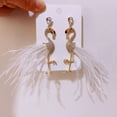 thumbnail image 4 of Gieenan Stylish Flamingo Studs Earrings Feathers Detailing Alloy Fashion Accessory, 4 of 10