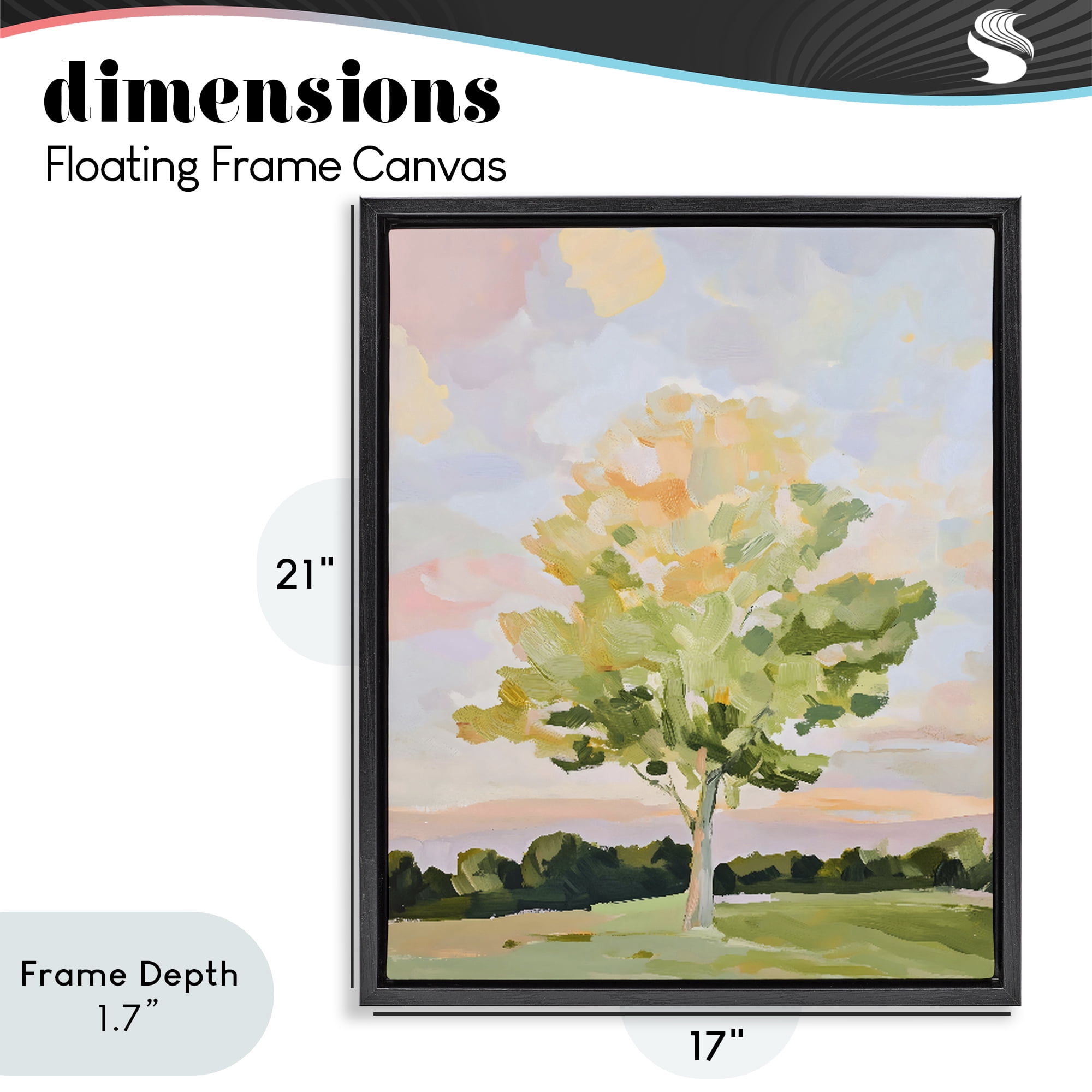 Stupell Industries Sunlit Tree Landscape Impression Black Framed Floater Canvas Wall Art, design by The Prints Vibe