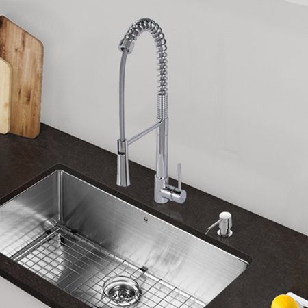 Stainless Steel Sink With Chrome Faucet vigo all in one 30 stainless steel undermount kitchen sink and laurelton chrome faucet set walmart com