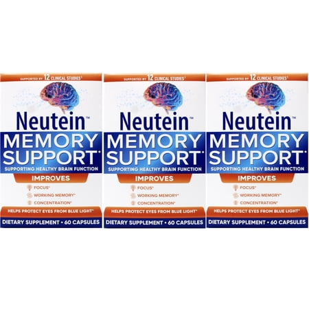 3 Pack - Neutein Natural Memory Support Supplement - PhD Formulated Cognitive Support - 60 Capsules