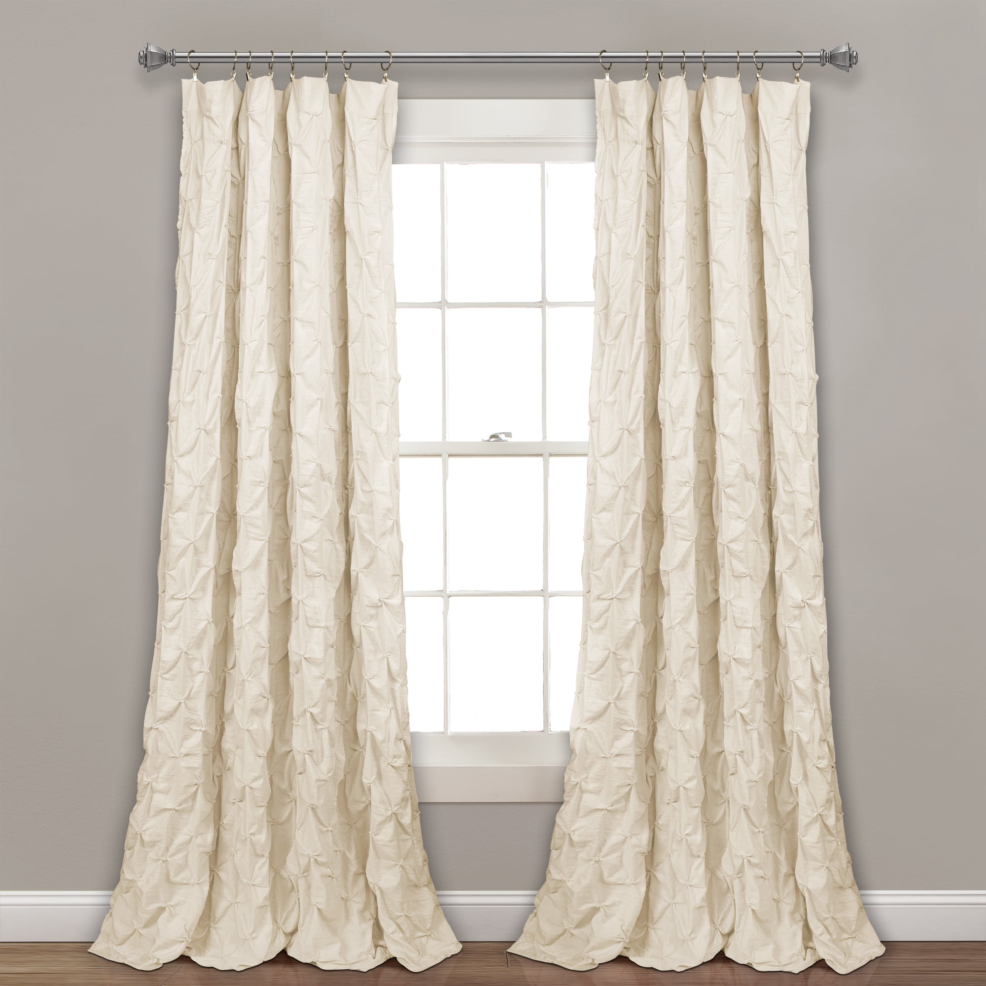 Ivory Lush Decor Rosalie Window Curtain Valance Panel Pair 84 x 52