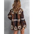 thumbnail image 2 of HAHDAXIA Women's Tribal Aztec Print Sweater Open Front Knitted Jacquard Cardigan Sweater, 2 of 6