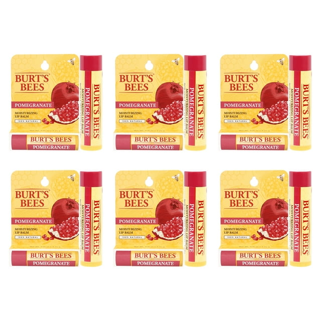 Burts Bees Bálsamo labial Blister de bálsamo labial hidratante de granada - Paquete de 6 0.15 oz Burts Bees Burts Bees Bálsamo labial 0.15 oz