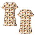 thumbnail image 5 of Salouo Thanksgiving Turkey Print Short Sleeve Sleepshirt for Womens Comfy Nightgown Scoopneck Cute Nightdress Ruffle -Medium, 5 of 7