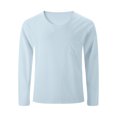 thumbnail image 4 of FRSASU Men's Long Sleeve T-Shirts Cotton Casual T Shirts for Men Breathable Comfort Tee Shirts with Pocket Light Blue, 4 of 6