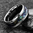 thumbnail image 2 of Unisex 8mm Natural Abalone Shell/Mother of Pearl Inlay Tungsten Wedding Ring Size 6-14, 2 of 5