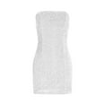 thumbnail image 4 of asdoklhq Sequin Dress Corset Dress Fashion Women's Sequined Sleeveless Strapless Buttocks Wrapped Dress Short Skirt White M, 4 of 9