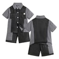 thumbnail image 2 of Hienoo Toddler Boys 2 Piece Outfits Short Sleeve Button Up Shirt Shorts Casual Clothes Set, 2 of 8