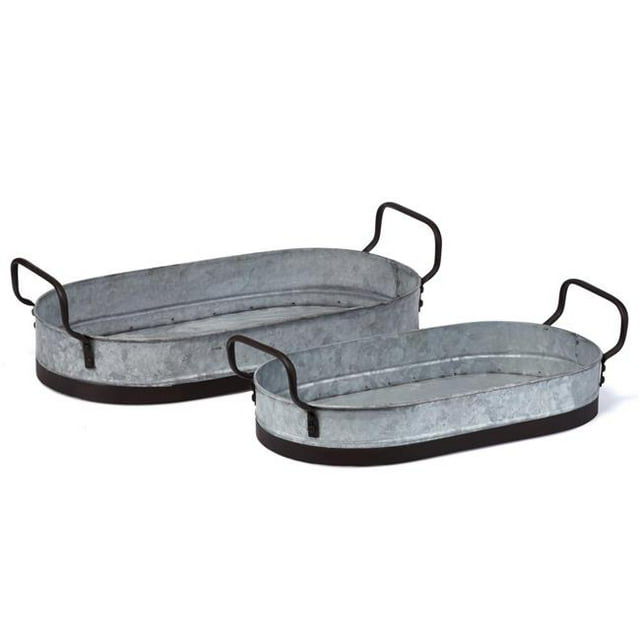 IMAX Z17190-2 Plateaux Décoratifs de Ferme Smith - Argent&44; Lot de 2
