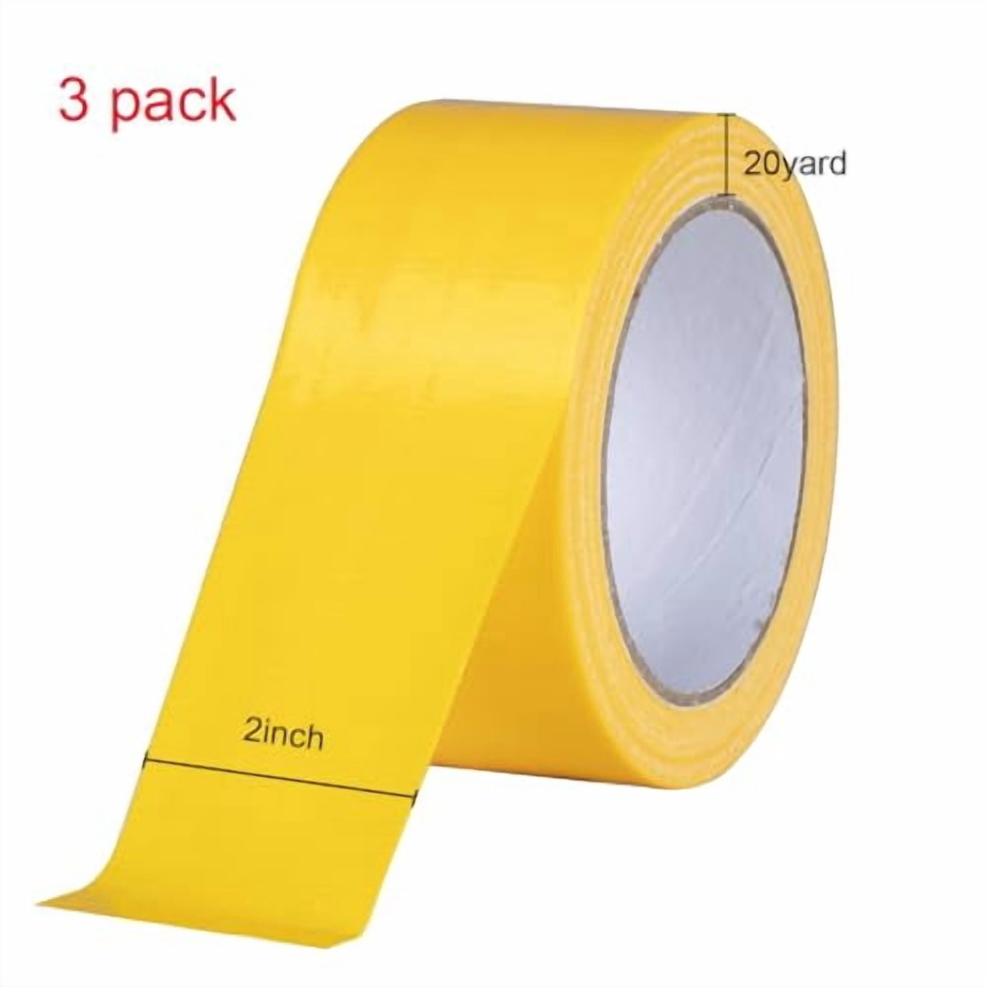 3 Pack Yellow Duct Tape Heavy Duty Waterproof, Strong Adhesive for Indoor Outdoor Repairs, 60 Yards x 2 Inch Total
