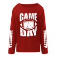 thumbnail image 2 of Outfmvch Chandails à Capuchon pour Femmes Hauts à Manches Longues Monogramme Imprimé Ample Col Rond Chandail en Molleton Manches Longues pour Femmes Rouge 5TG, 2 of 3