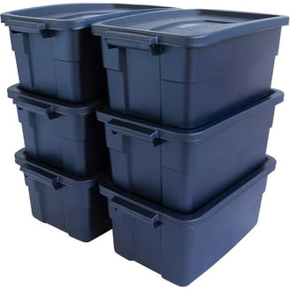 Rubbermaid Storage Tote Bin, 18 Gal, Dark Indigo, Stackable, Heavy