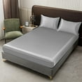 thumbnail image 4 of SPOORYYO Soft Solid Matte Satin Polyester Bed Sheet with Pillowcases - Full Size, 4 of 6