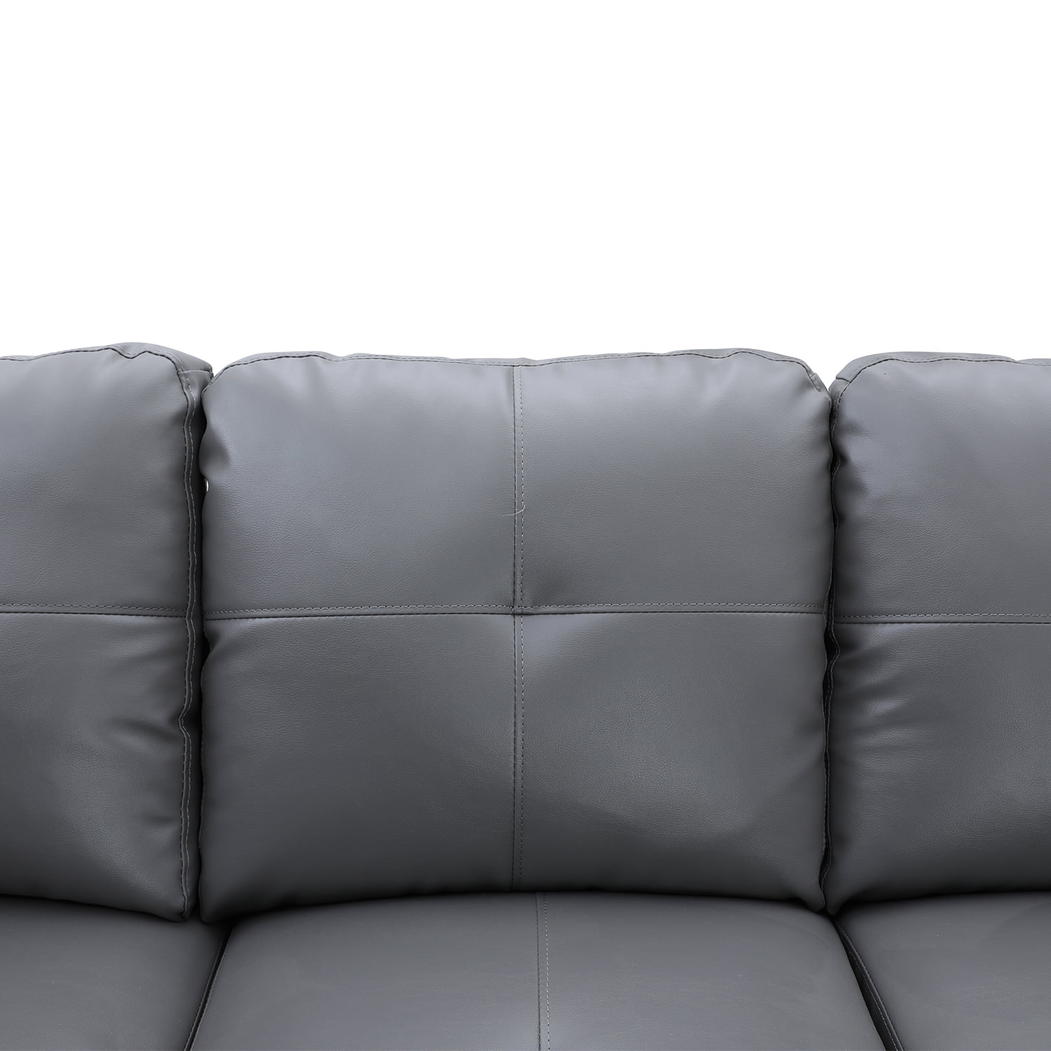 Hommoo L Shaped 4-Seat Couch, Faux Leather Sectional Couches and Sofas, Modern Living Room Furniture Sets Sectional Sofa Set, Dark Grey(No Ottoman)