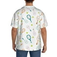 thumbnail image 3 of Balery Cute Tennis Rackets Camisa Casual de Manga Corta con Botones para Hombre, Texturizada, Estilo Cubano, para Playa, Verano-XX-Large, 3 of 5