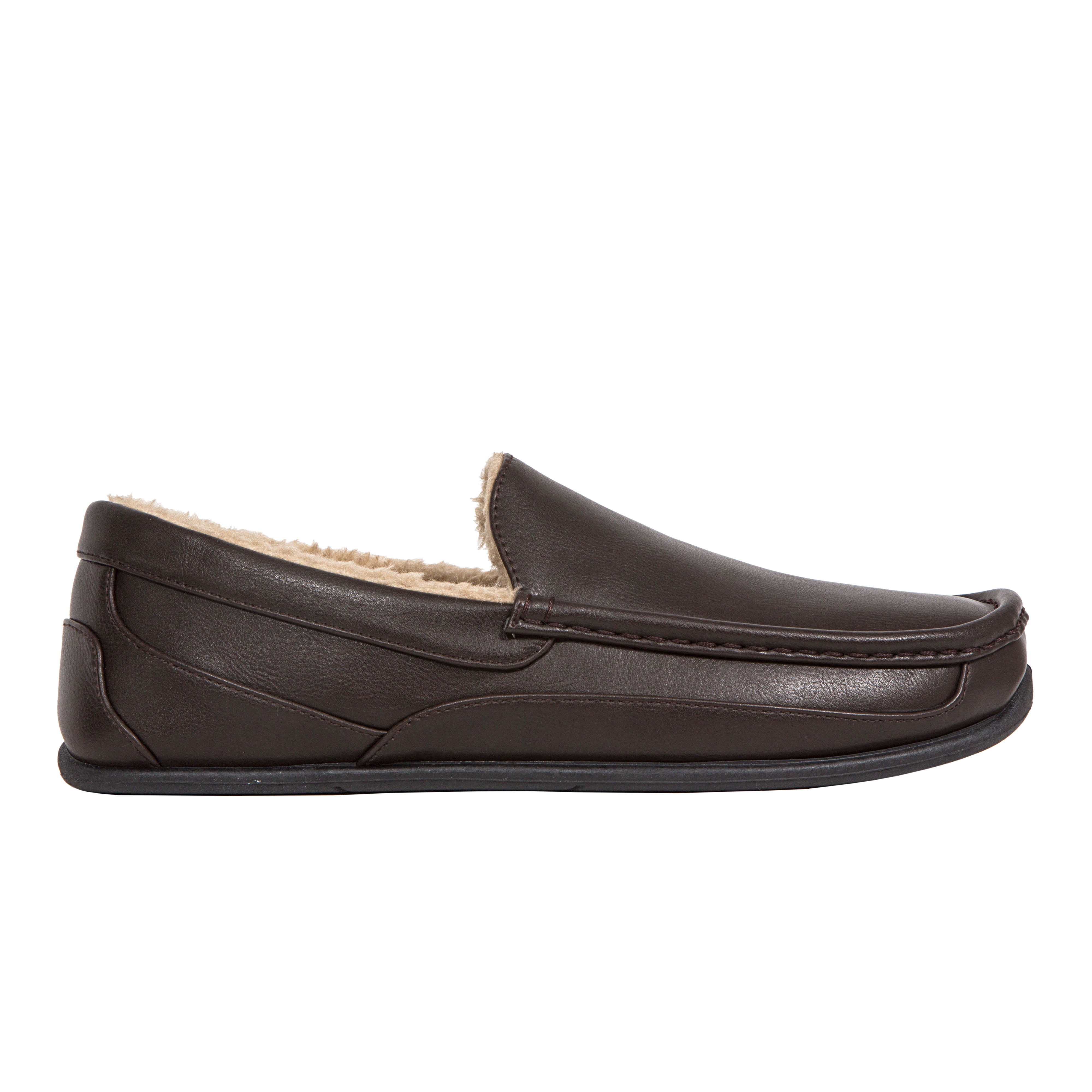 Deer Stags Men Plush Slip On Loafer Slipper Spun Size US 10M Black Vegan Leather Deer Stags Mens Spun Faux Leather Faux Fur Lined Loafer  main image 3