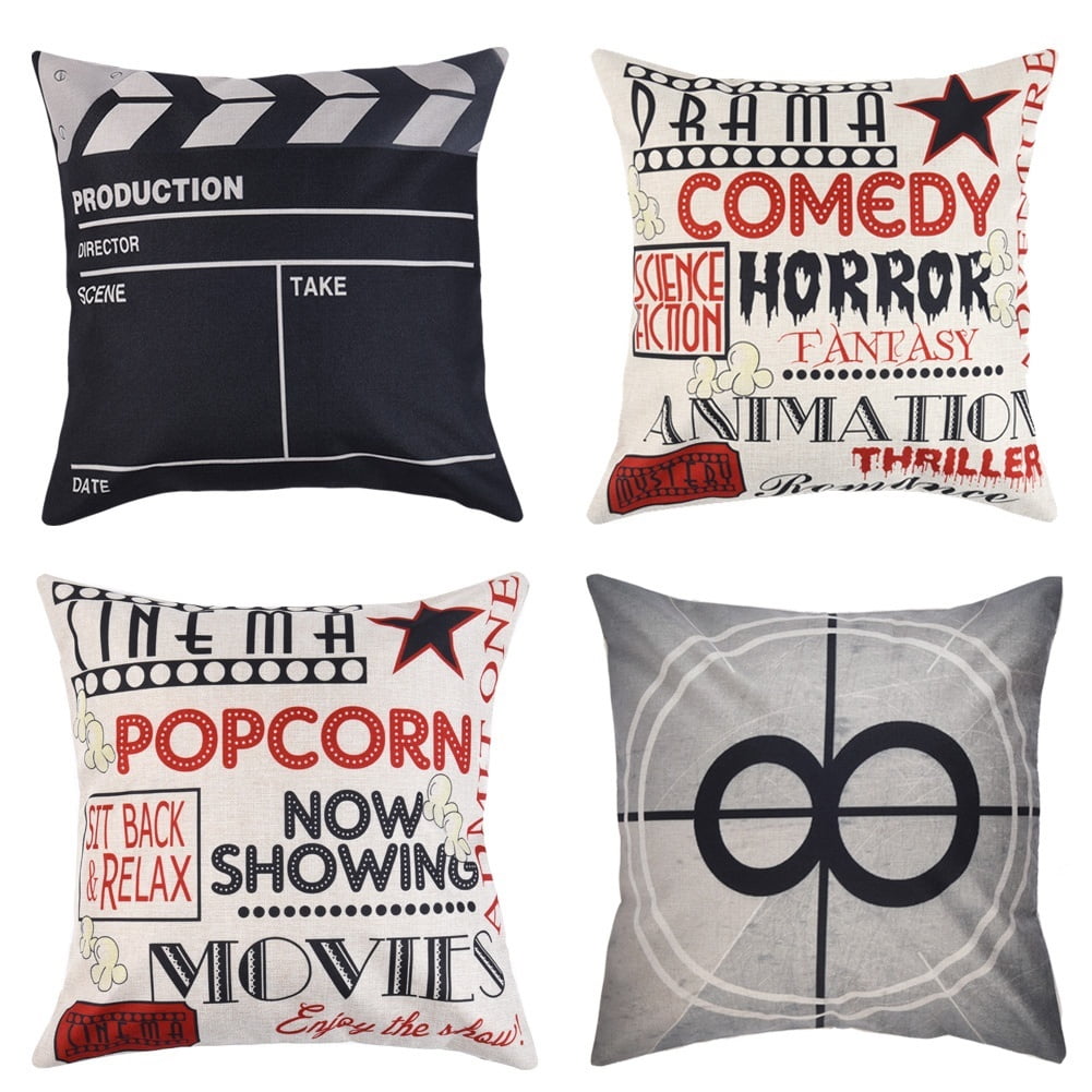 Fashion Cinema Letters Cushion Cover Home Sofa Decor Throw Pillow Case Relia GX 