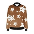 thumbnail image 4 of Oplxuo Full Zip Jacket for Women All Over Stars Printed Casual Long Sleeve Lightweight Windbreaker Coat Outerwear with Pockets, 4 of 4