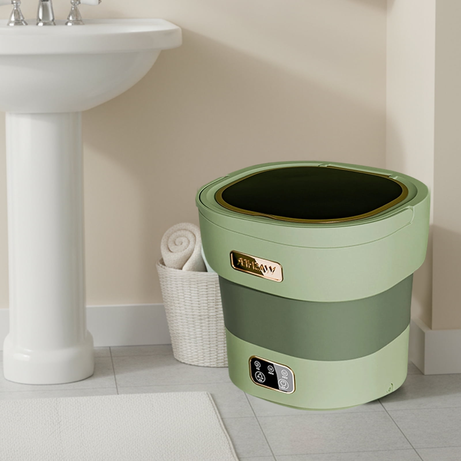 Miniss Portable Washing Machine, 12L Compact Travel Washer with Auto Dry & Quiet for Underwear, Socks