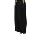 thumbnail image 6 of XPMWRP Women's Cotton Linen Wide Leg Palazzo Lounge Cropped Pants Lightweight Drawstring Waist Harem Capri Pants with Pockets Black M, 6 of 7