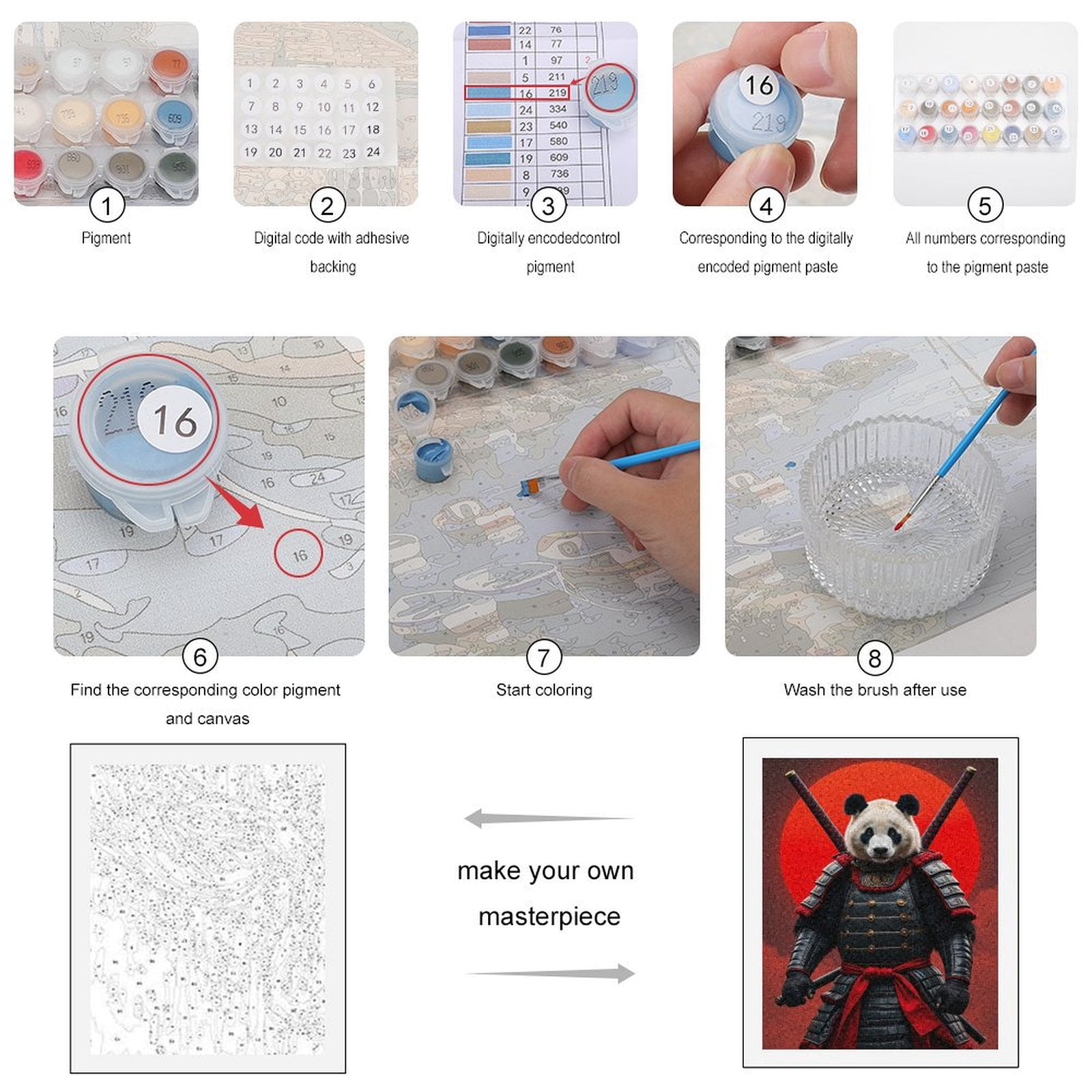 Paint by Numbers Kit for Adults, Panda Samurai Warrior Epic Sunset Paint by Numbers, Easy Paint by Numbers Kit for Adults Beginner, DIY Adult Paint by Number Kits on Canvas, Home Decor