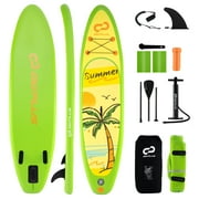 Goplus 10' Inflatable SUP Board, Portable Paddle Board with 5D rings Stand Up Paddle Board for Youth & Adult Green