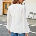 thumbnail image 3 of Women's V Neck Lace Chiffon Blouse - Solid Color, Elegant, Lightweight, Casual/Formal, 3 of 4