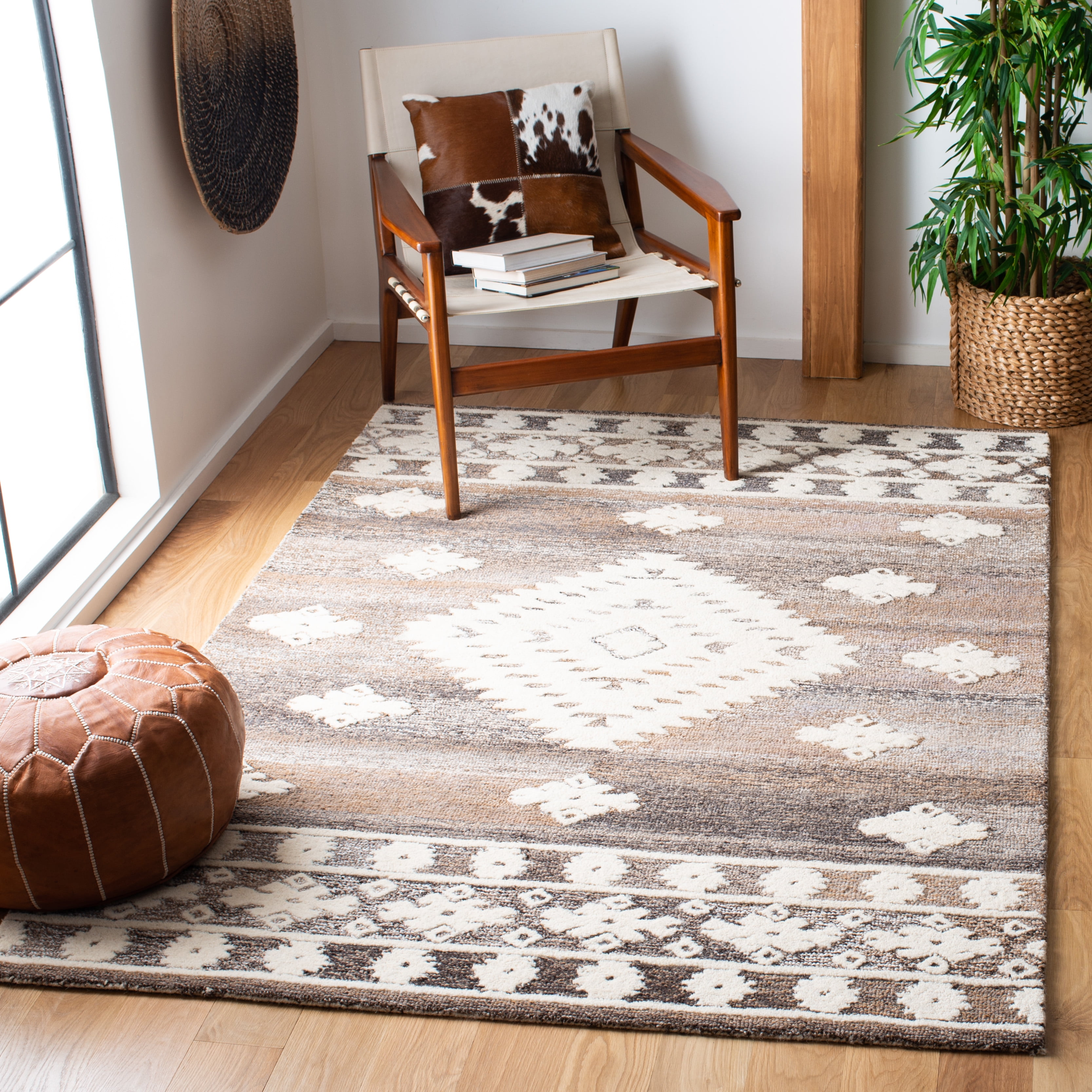 SAFAVIEH Aspen Kerry Geometric Area Rug, Ivory/Light Brown, 5' x 8'